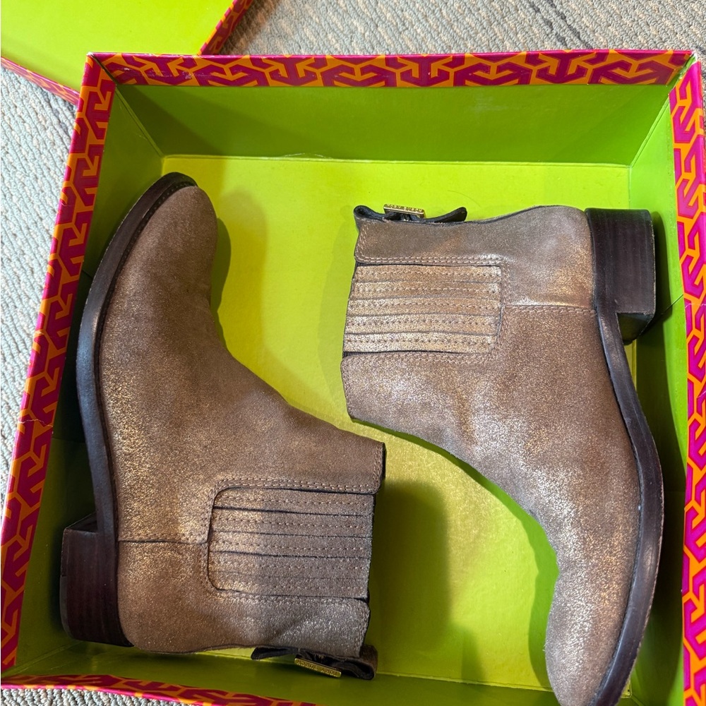Tory Burch Metallic Brown Combat Boots